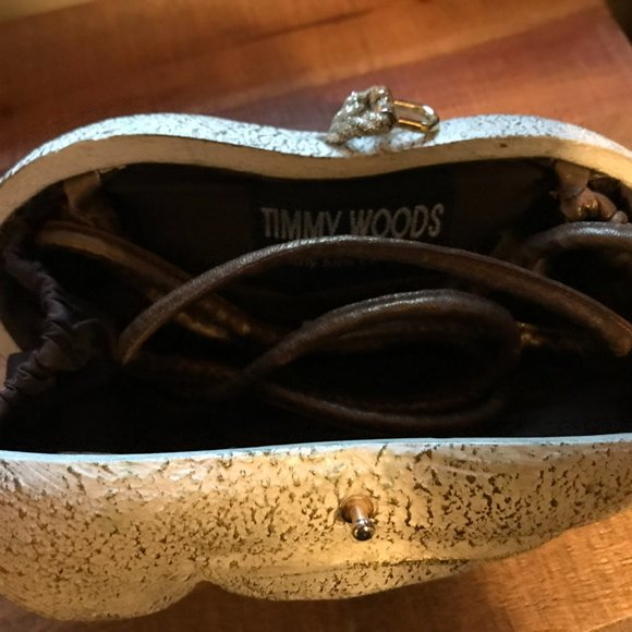 TIMMY WOODS RABBIT BUNNY CLUTCH WHITE GOLD ACACIA WOOD - Picture 9 of 10